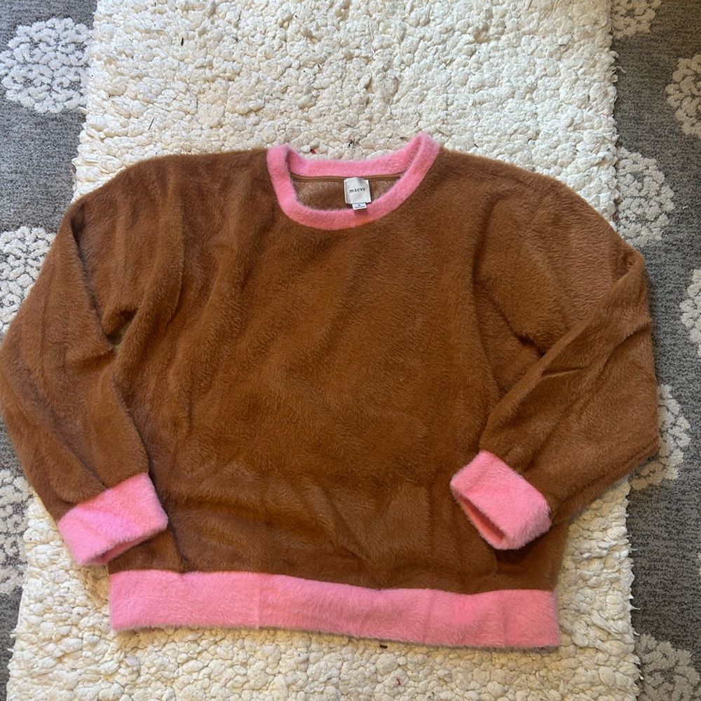 Maeve Brown and Pink Crew Neck Sweater